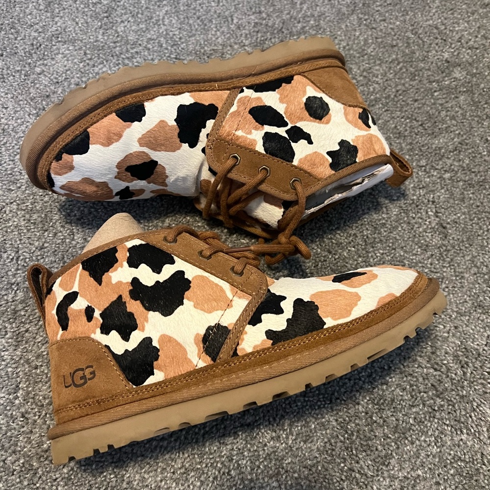 UGG Cow Print Ankle Boots